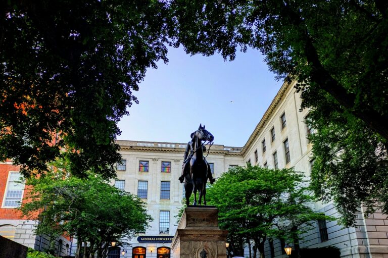 General Hooker statue outside the Massachusetts State House
